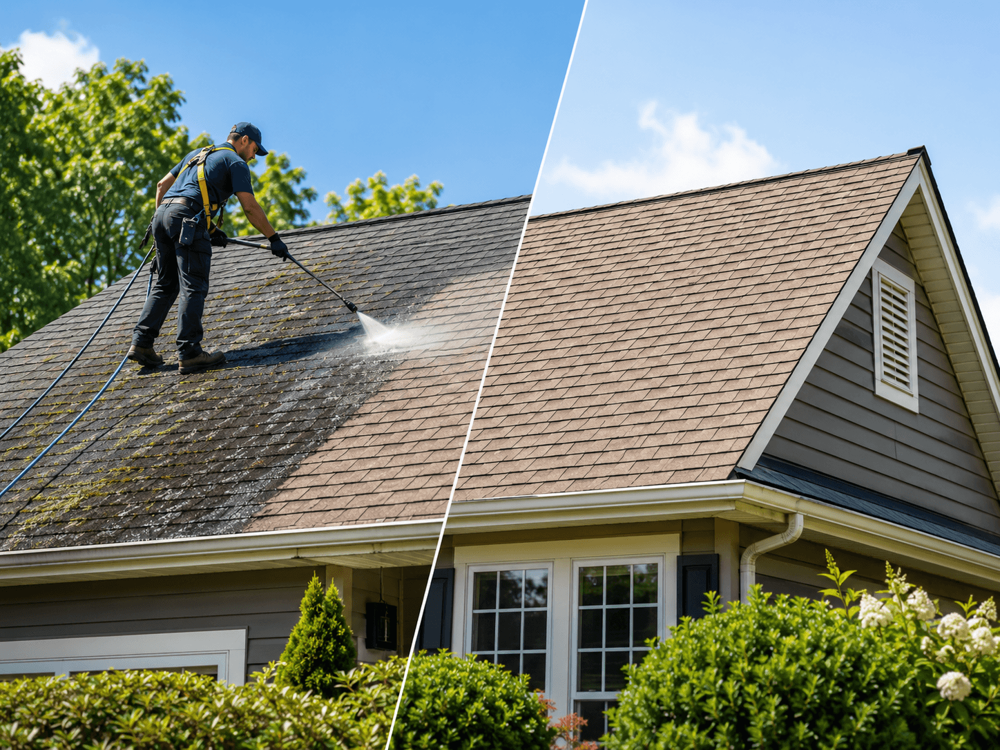 Professional roof cleaning service