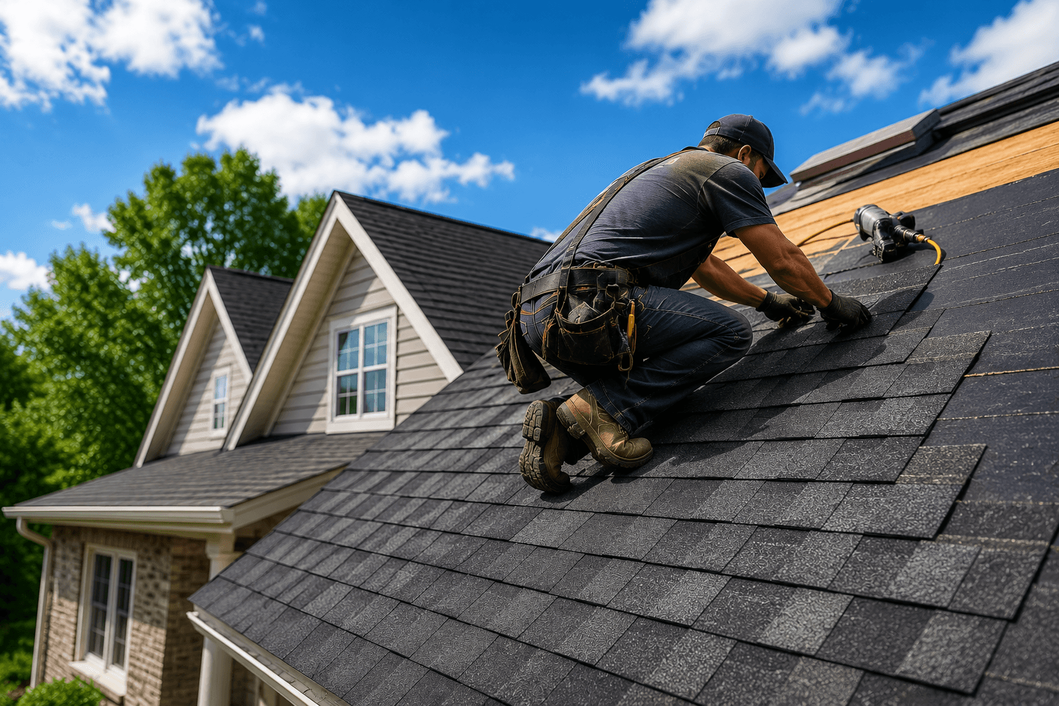 Roof replacement in progress