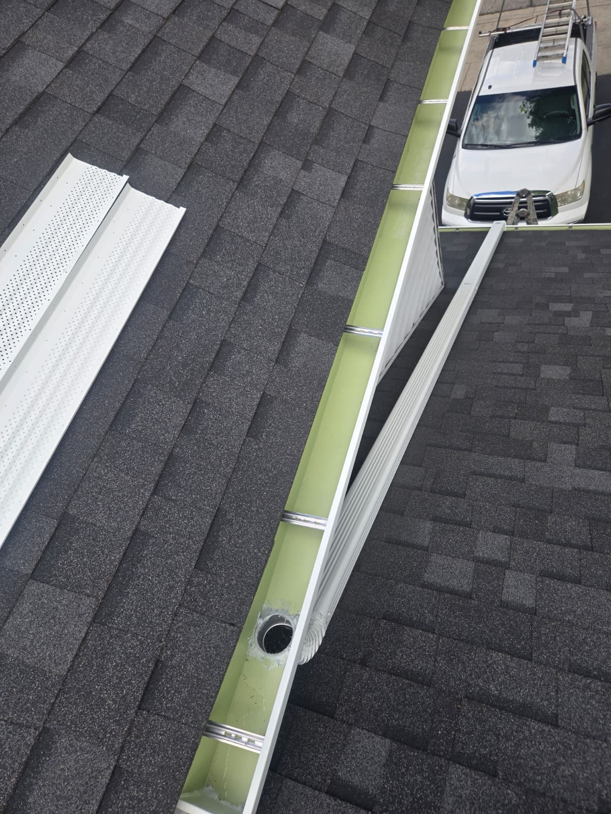 Gutter installation aerial view